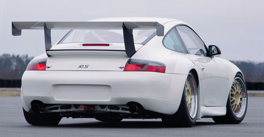 2001 Porsche 911 996 GT3 RS racing version, rear view