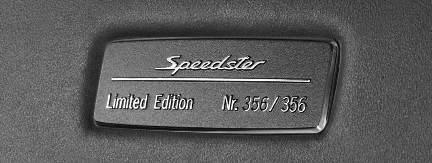 Porsche 911 997 Speedster limited edition dashboard plaque