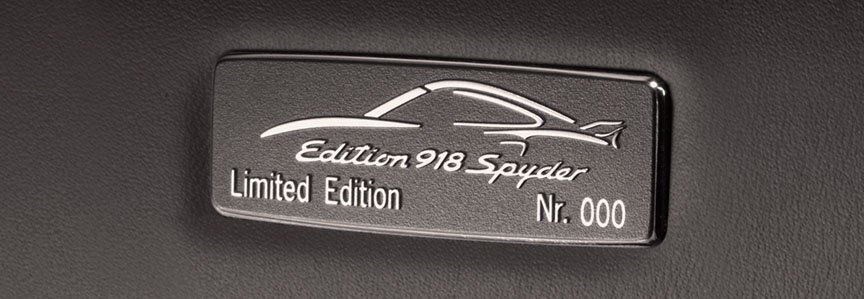 Porsche 911 997 Turbo S dashboard plaque Edition 918 Spyder