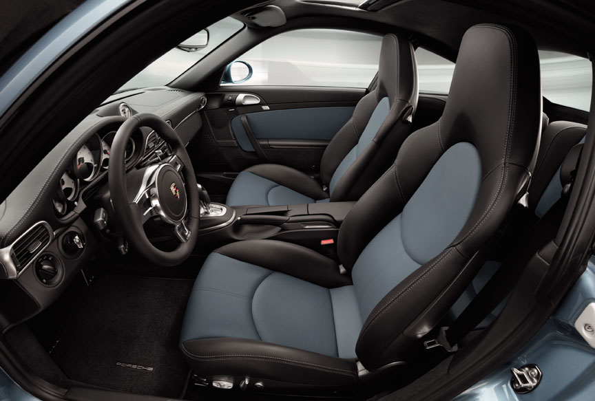 Porsche 911 997 Turbo S two-tone black and blue interior