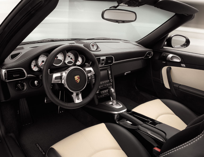 Porsche 911 997 Turbo S two-tone black and white interior