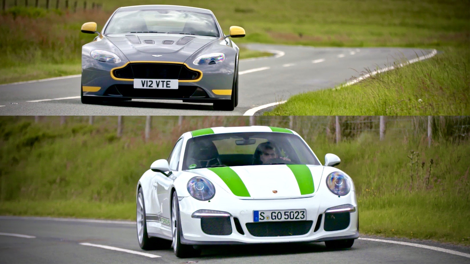 Chris Harris Drives Aston V12 Vantage S Vs Porsche 911 R | Top Gear