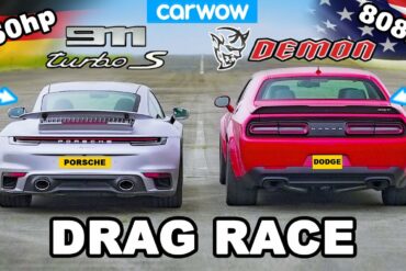 Dodge Challenger Demon v Porsche 911 Turbo S - DRAG RACE