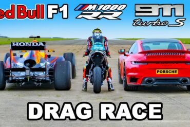 F1 Car v BMW M1000 RR Superbike v 911 Turbo S: DRAG RACE