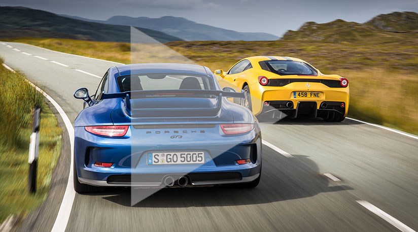 Ferrari 458 Speciale vs Porsche 911 GT3 (2014) twin test review