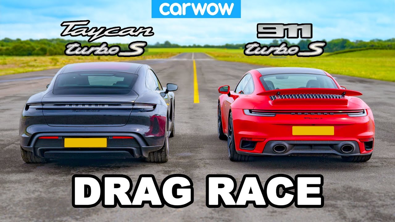 VIDEO: 992 Porsche 911 Turbo S vs Taycan Turbo S: DRAG RACE! - Stuttcars