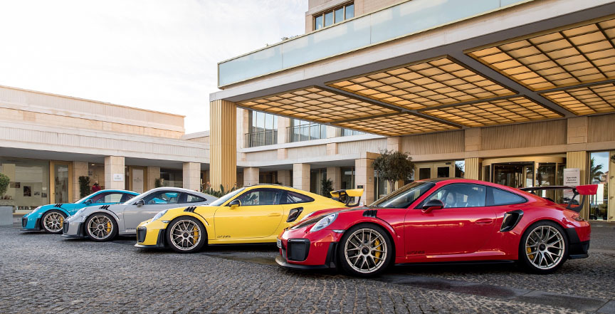 2017 Portimao GT2 RS press launch - Guards Red, Speed Yellow, Crayon, Miami Blue