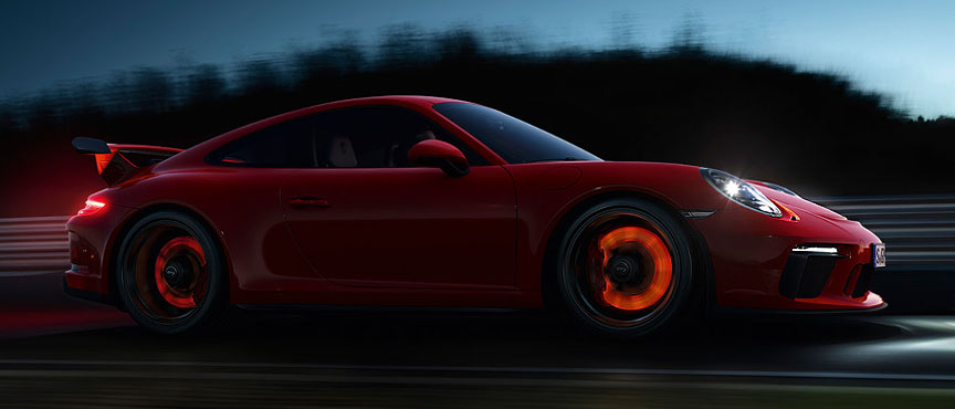 Porsche 911 991.2 GT3 4.0 brakes red hot