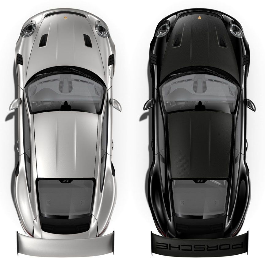 Porsche 911 991.2 GT3 RS top view incl. Weissach version