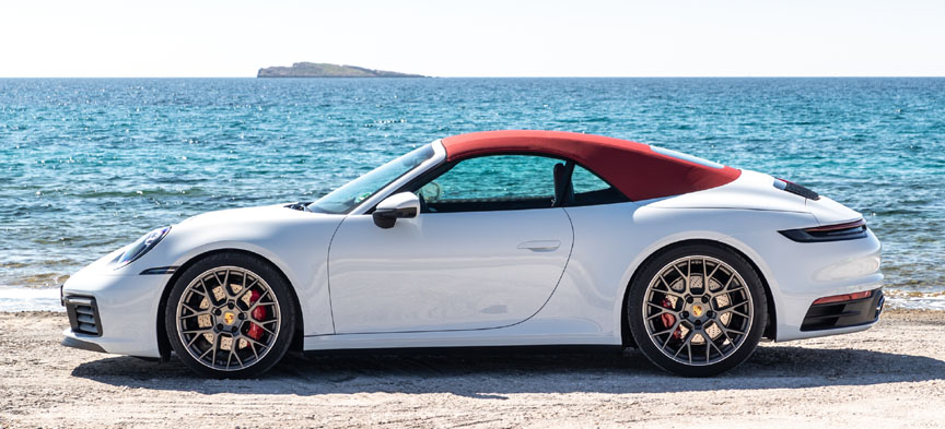 White 2019/2020 Porsche 911 992 Cabriolet white red canvas top