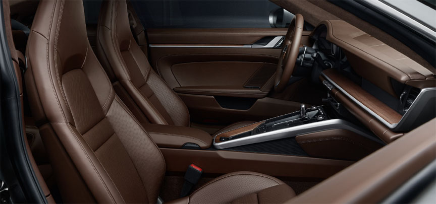 Porsche 911 992 interior, brown