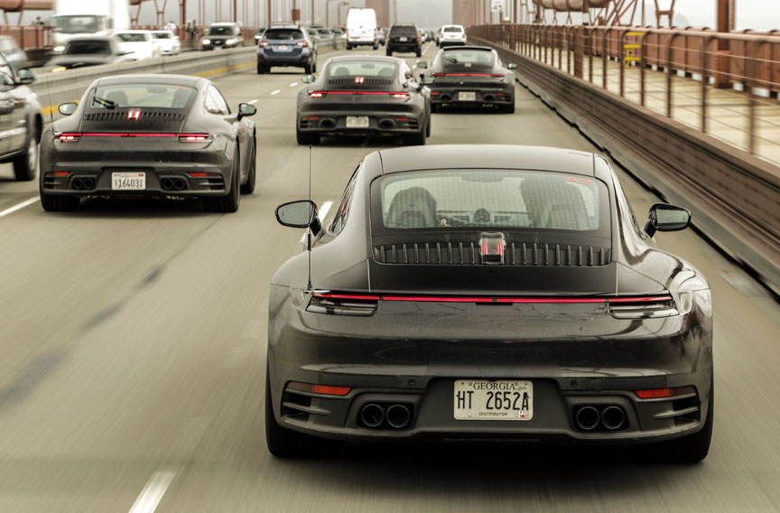 Porsche 911, model year 2019 (992-generation) convoy of prototypes
