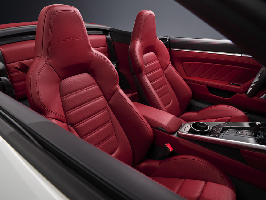 Porsche 911 992 Turbo S Cabriolet red interior