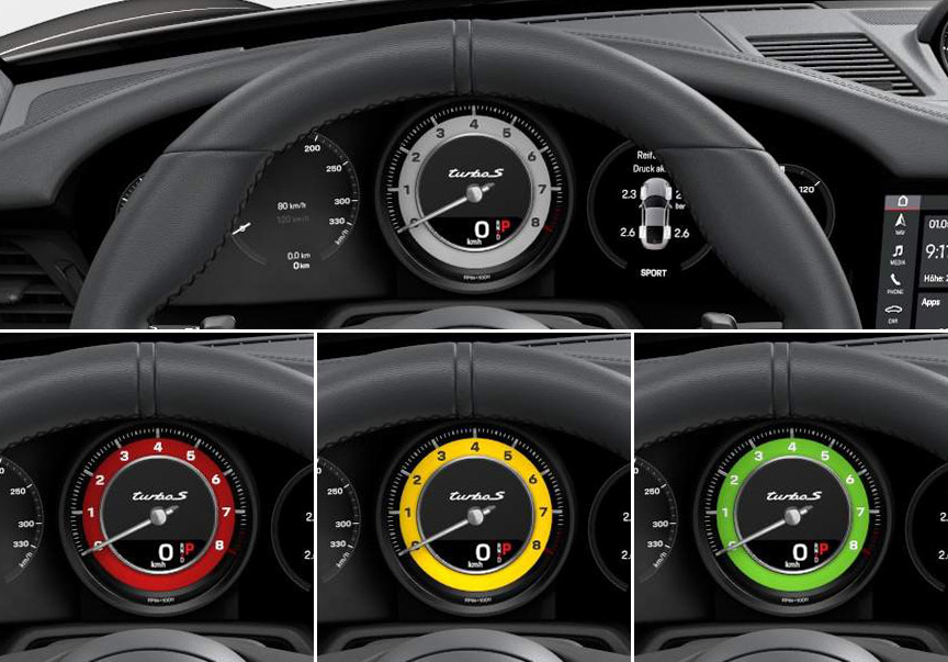 Rev counter ring in White, Red, Yellow, Green