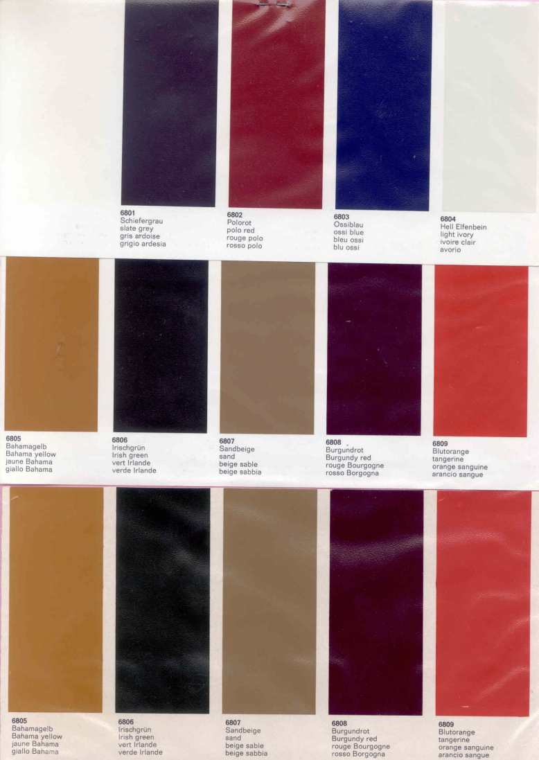 Porsche 911 F-Body Color Paint Charts (1968)