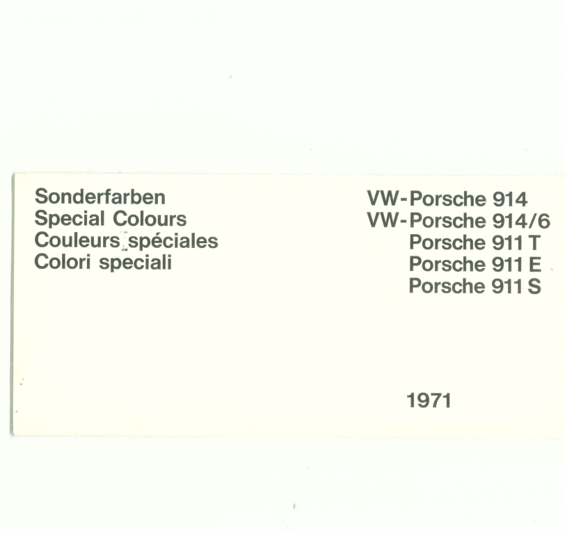 Porsche 911 F-Body Colors (1971)