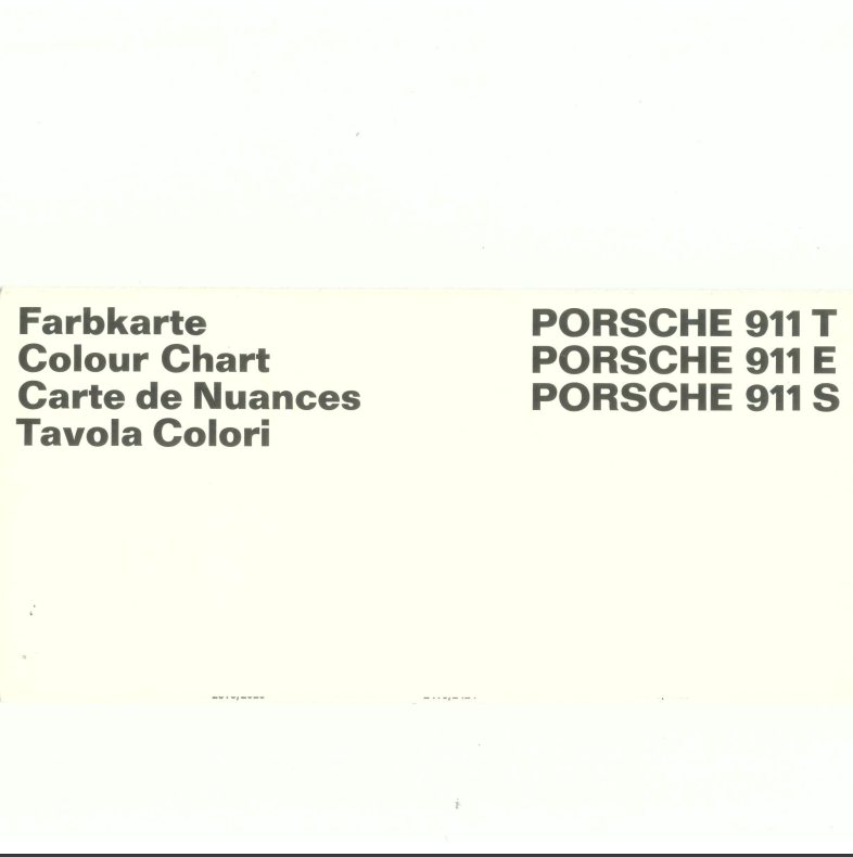 Porsche 911 F-Body Colors & Equipment Samples (1970)