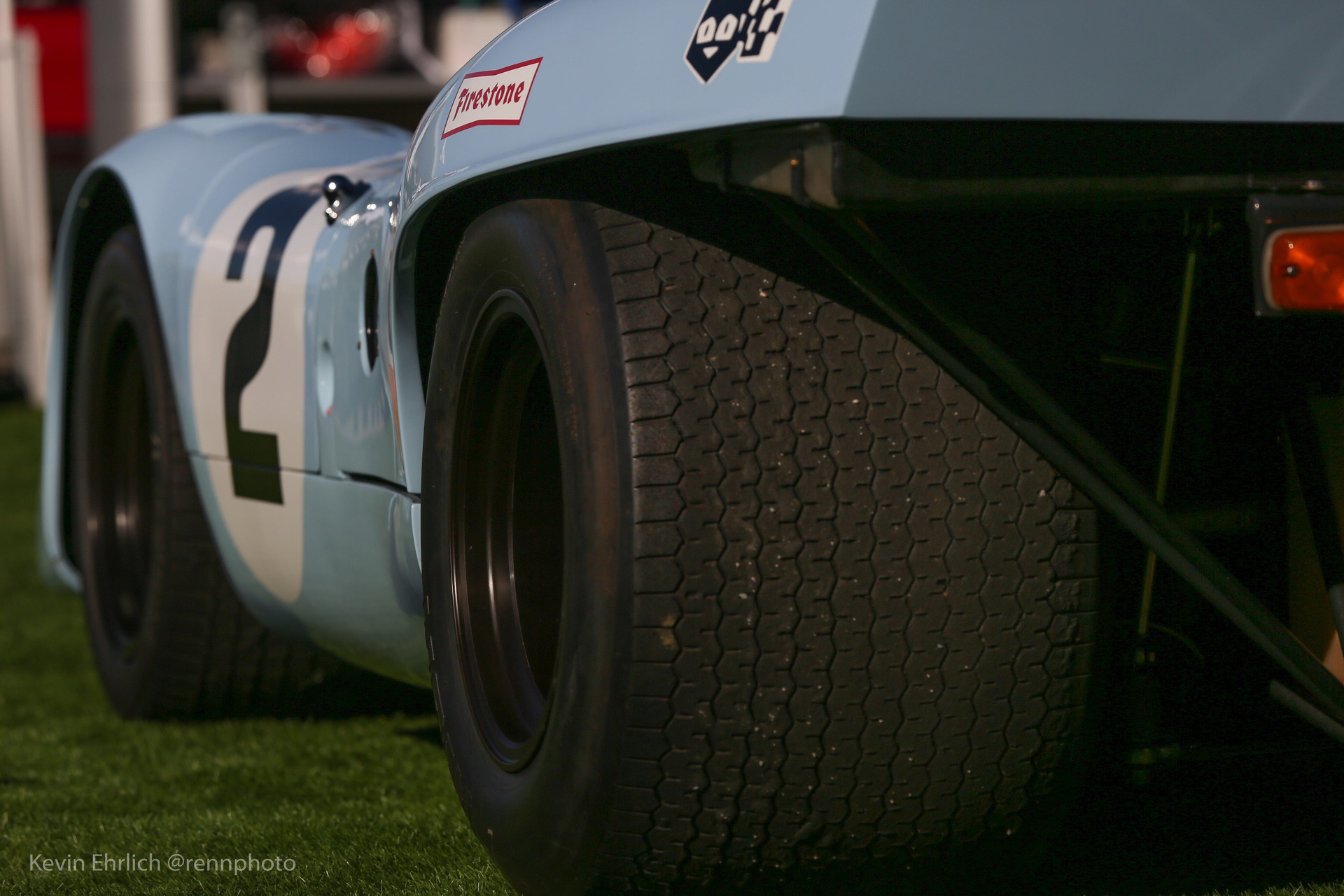 Tires of Porsche 917 in Gulf livery at Velocity Invitational