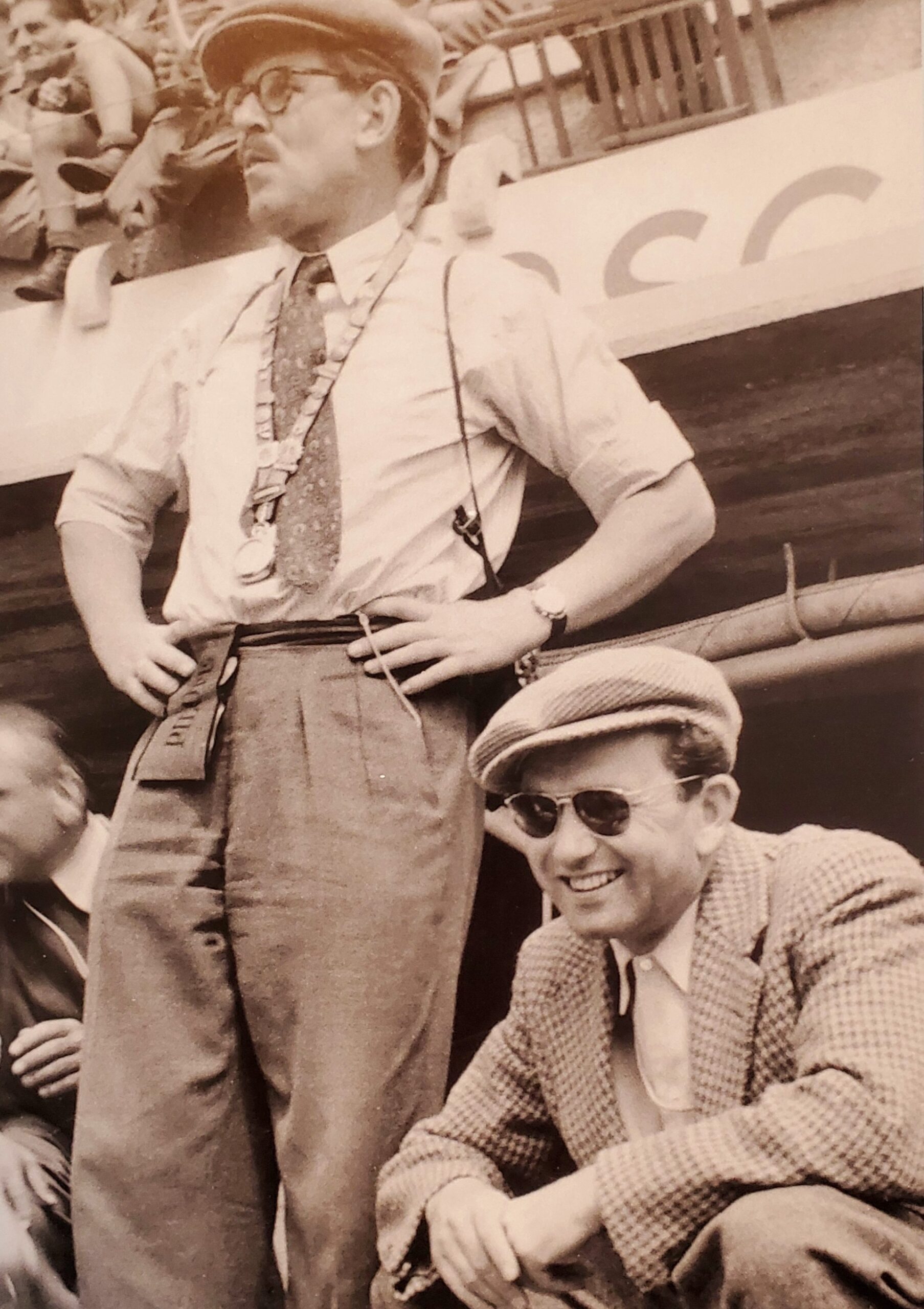 Ferry Porsche and Baron Huschke von Hanstein at Le Mans in 1952