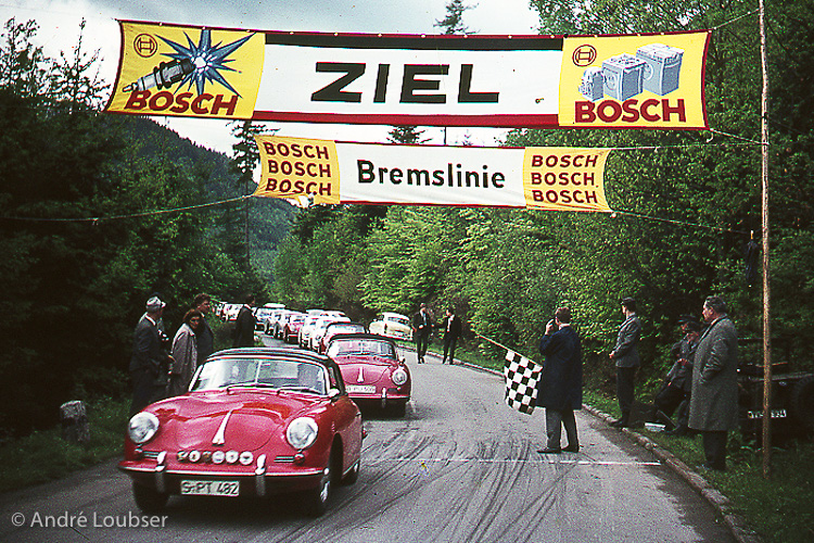 Cars returning from the hill climb