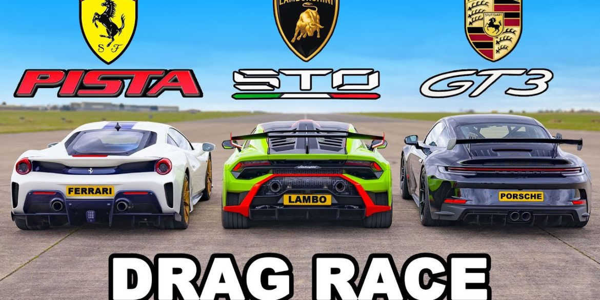 DRAG RACE: Porsche GT3 vs Lamborghini STO vs Ferrari Pista