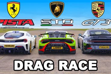 DRAG RACE: Porsche GT3 vs Lamborghini STO vs Ferrari Pista