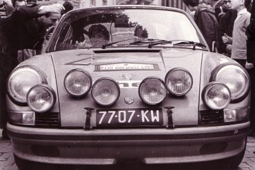 Frontal aspect of Porsche 911 230 0769 before rally in 1972