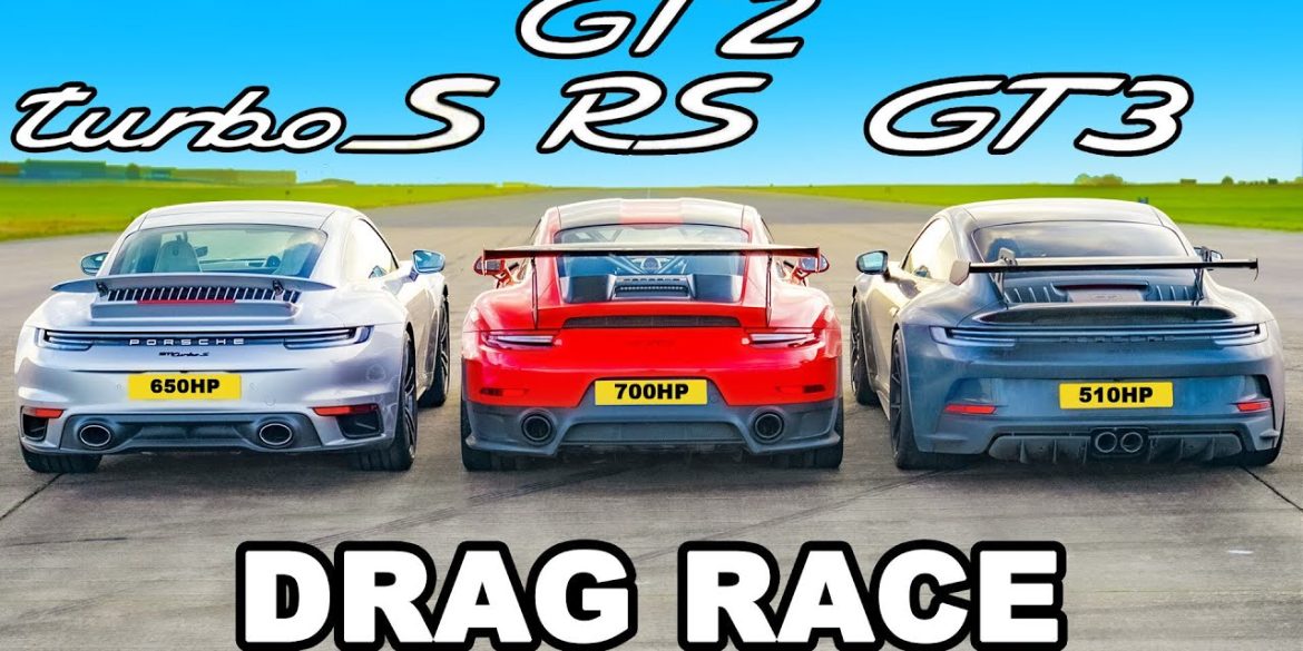 Drag Race - Porsche 911 GT2 RS v Turbo S v GT3