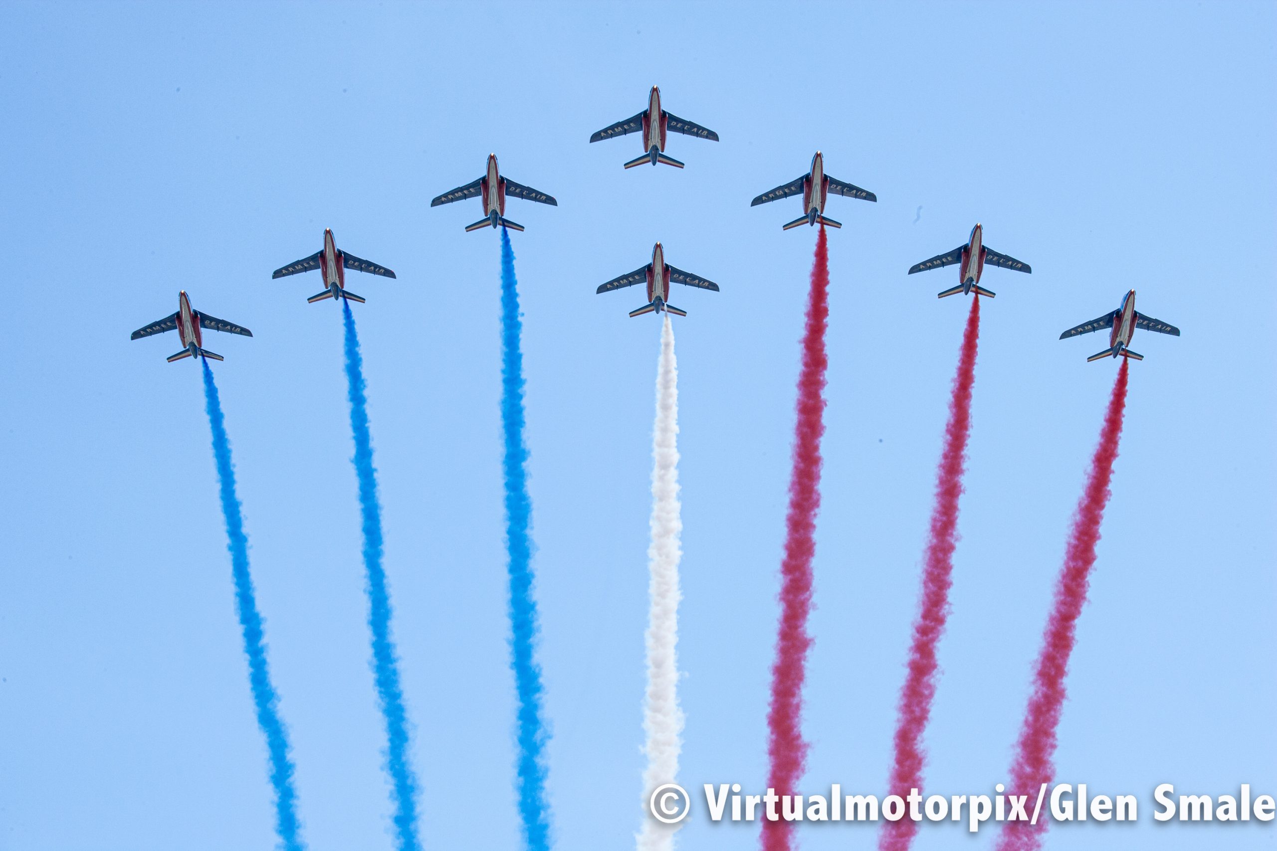 French Air Force formation fly past prior to the cars setting off