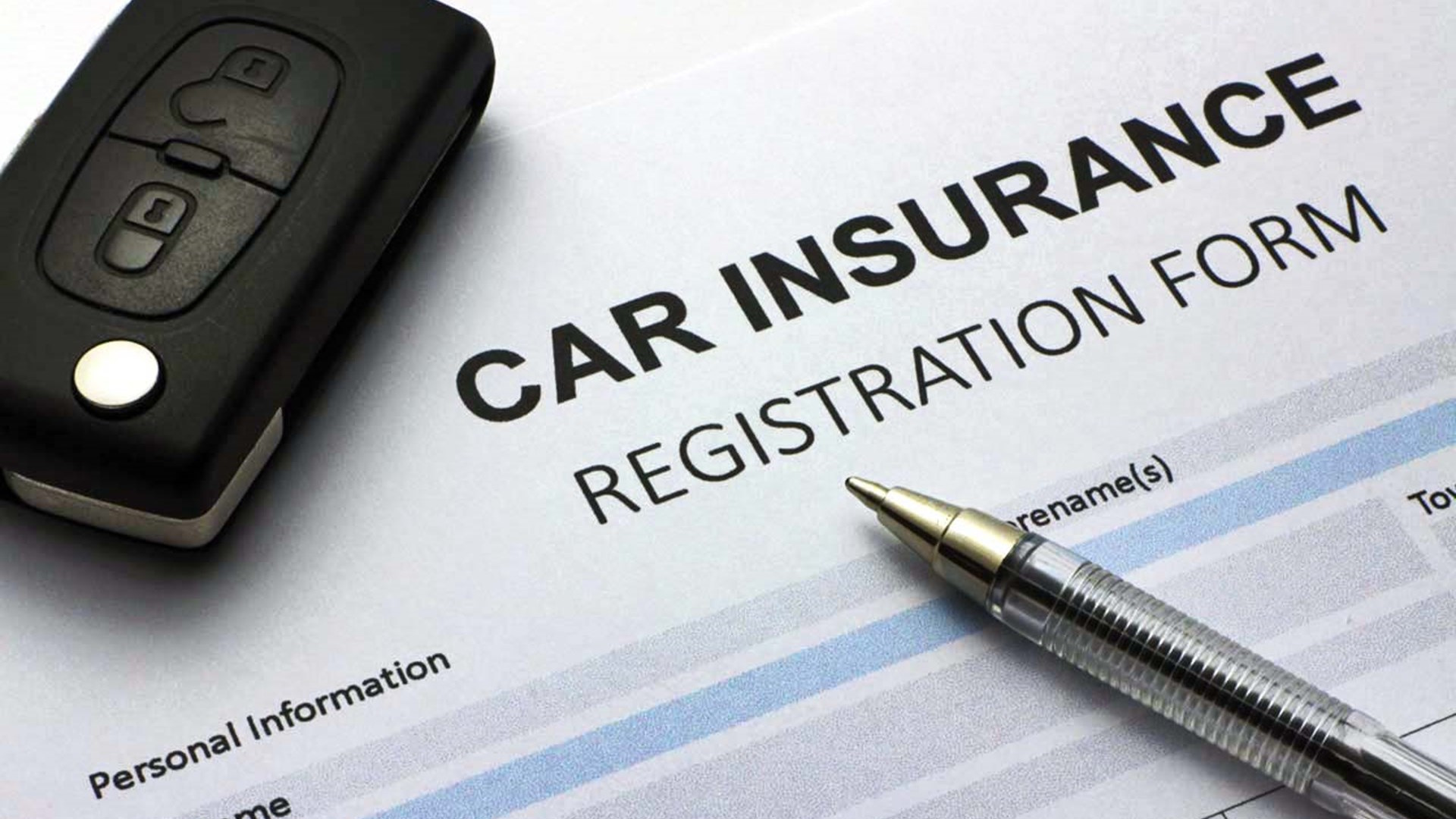 Closeup of a car insurance registration form
