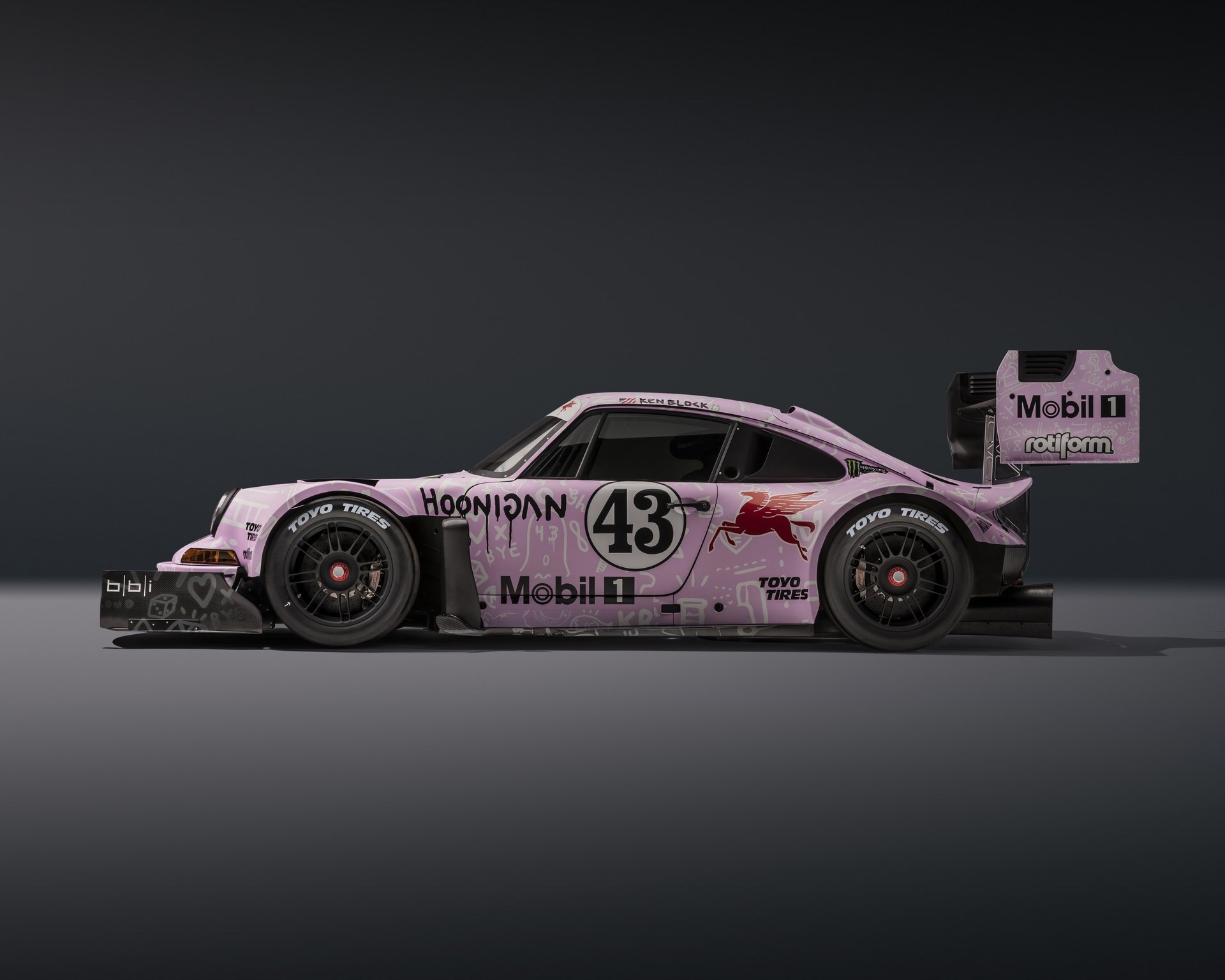 Side view of Ken Block's "Hoonipigasus" Porsche 911