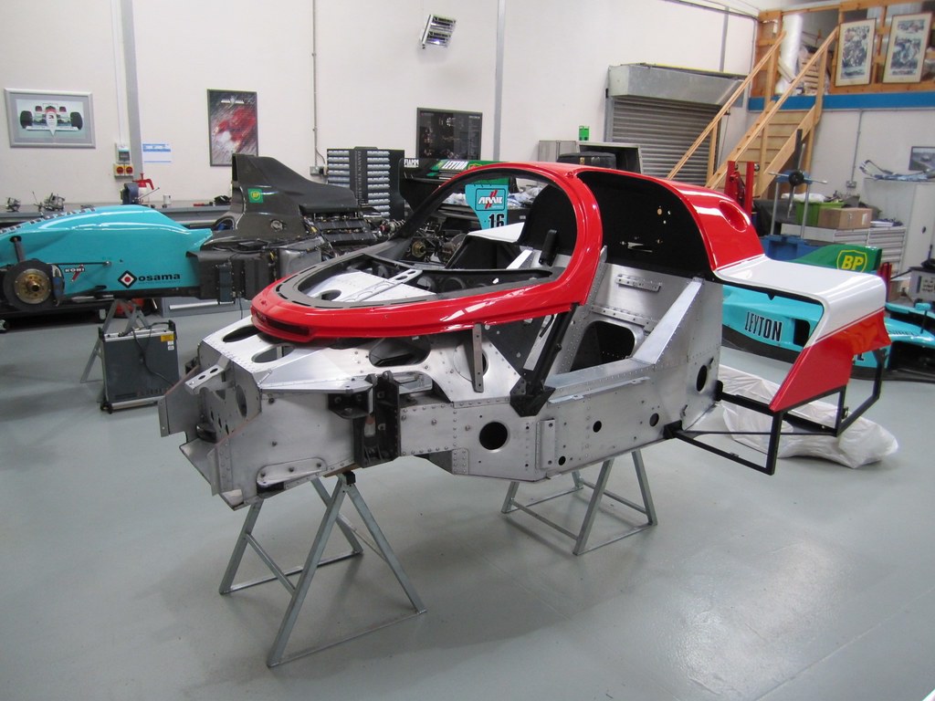 A 956 aluminum monocoque being restored for preservation
