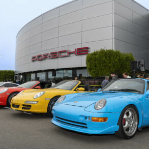 Porsches parked at the 2022 Porsche Monterey Classic