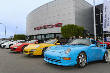 Porsches parked at the 2022 Porsche Monterey Classic