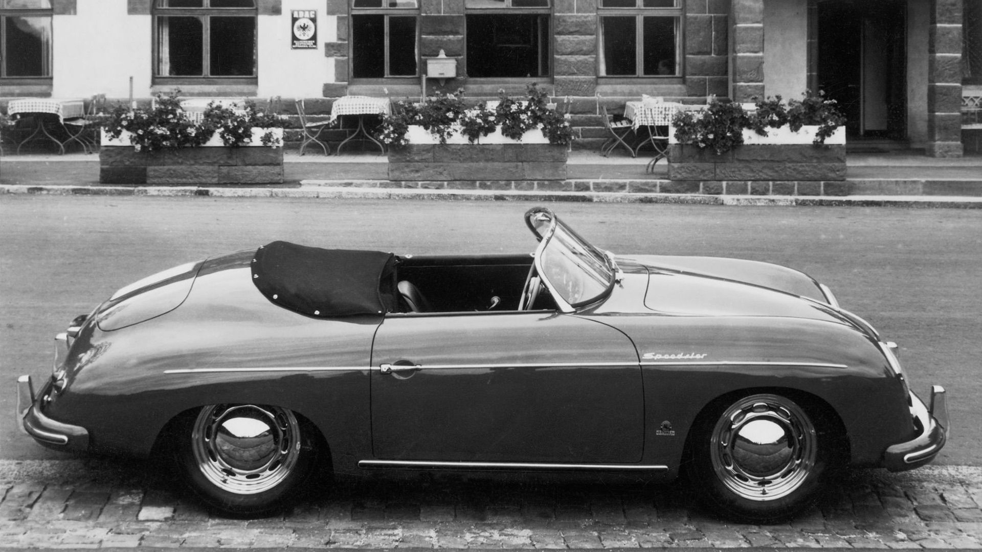 1955 356 Speedster parked on the road
