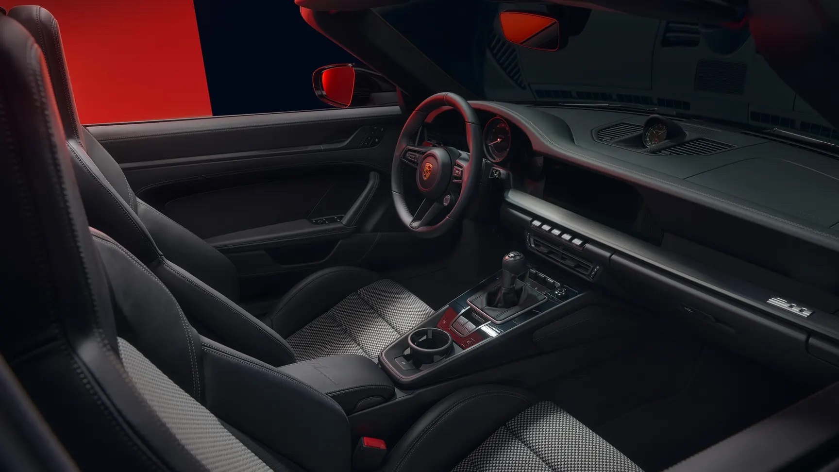 2022 Porsche Type 992 911 Targa 4 50the Anniversary Edition interior. A special edition that lets you choose the transmission is a rarity.