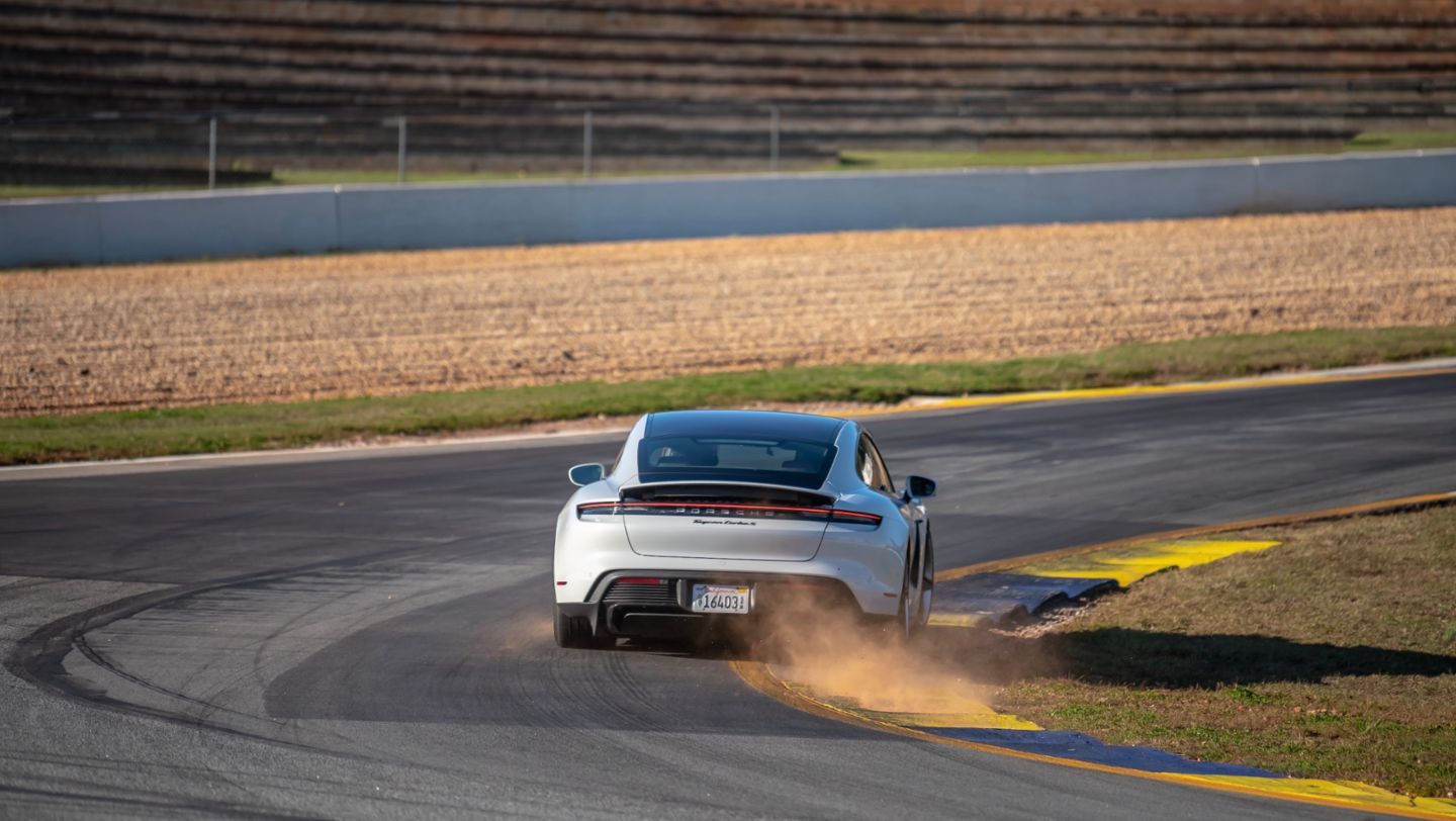 Porsche EV on racetrack