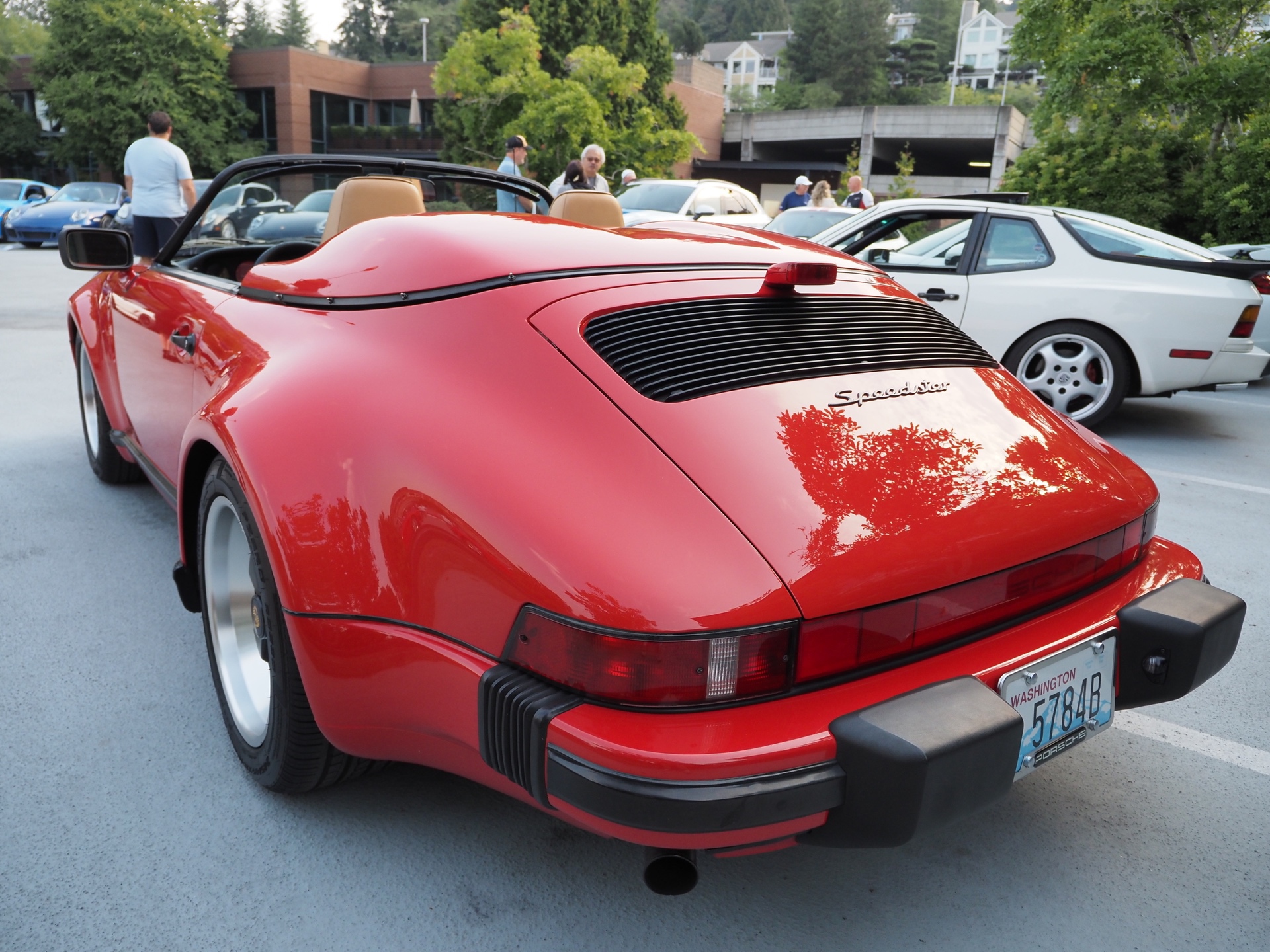 Rear of red Porsche Speedster