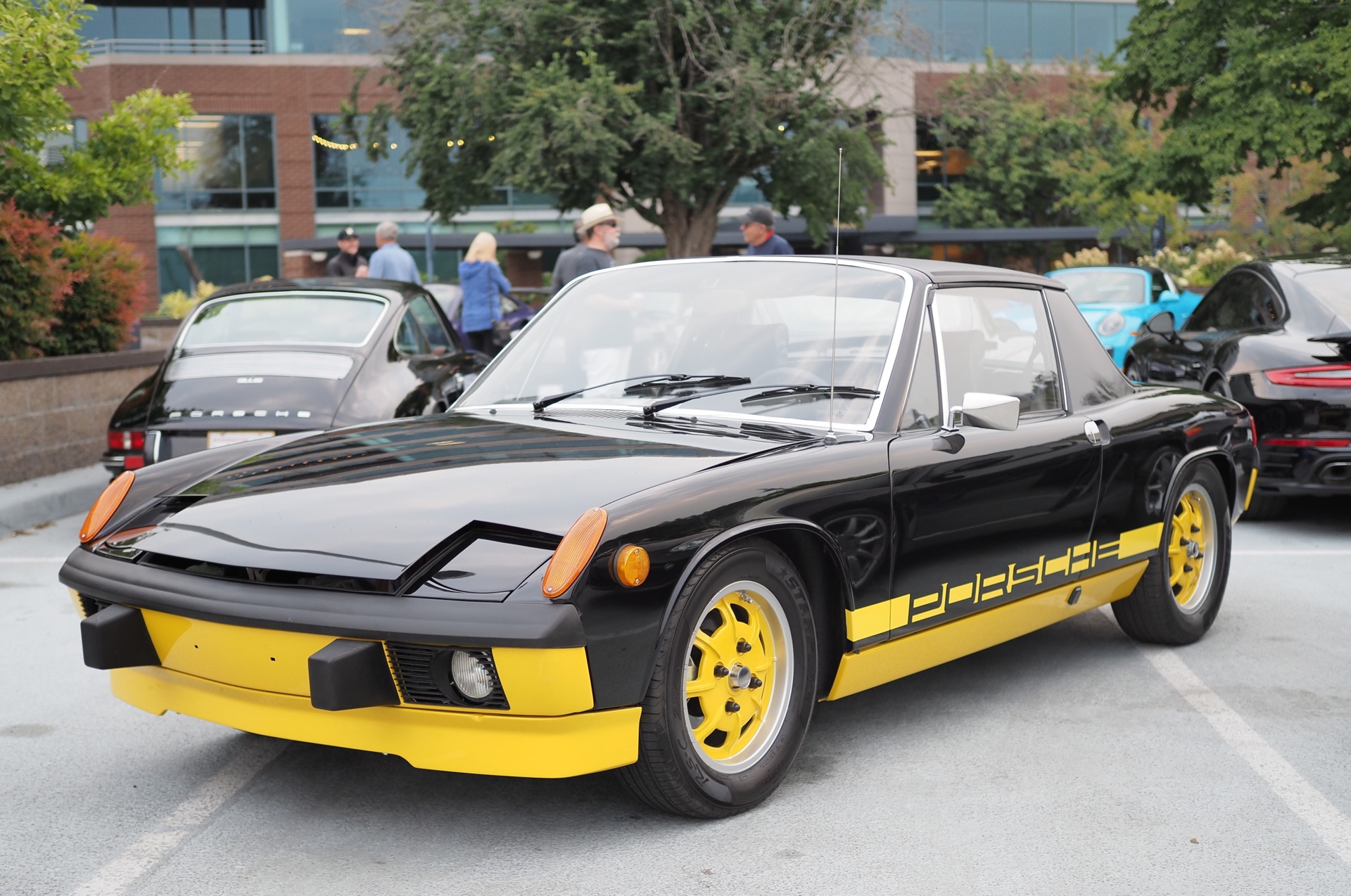 Porsche car with Bumble Bee paint job