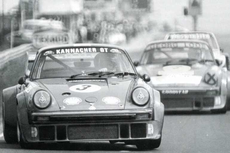 Porsche 934 ahead of other cars during race