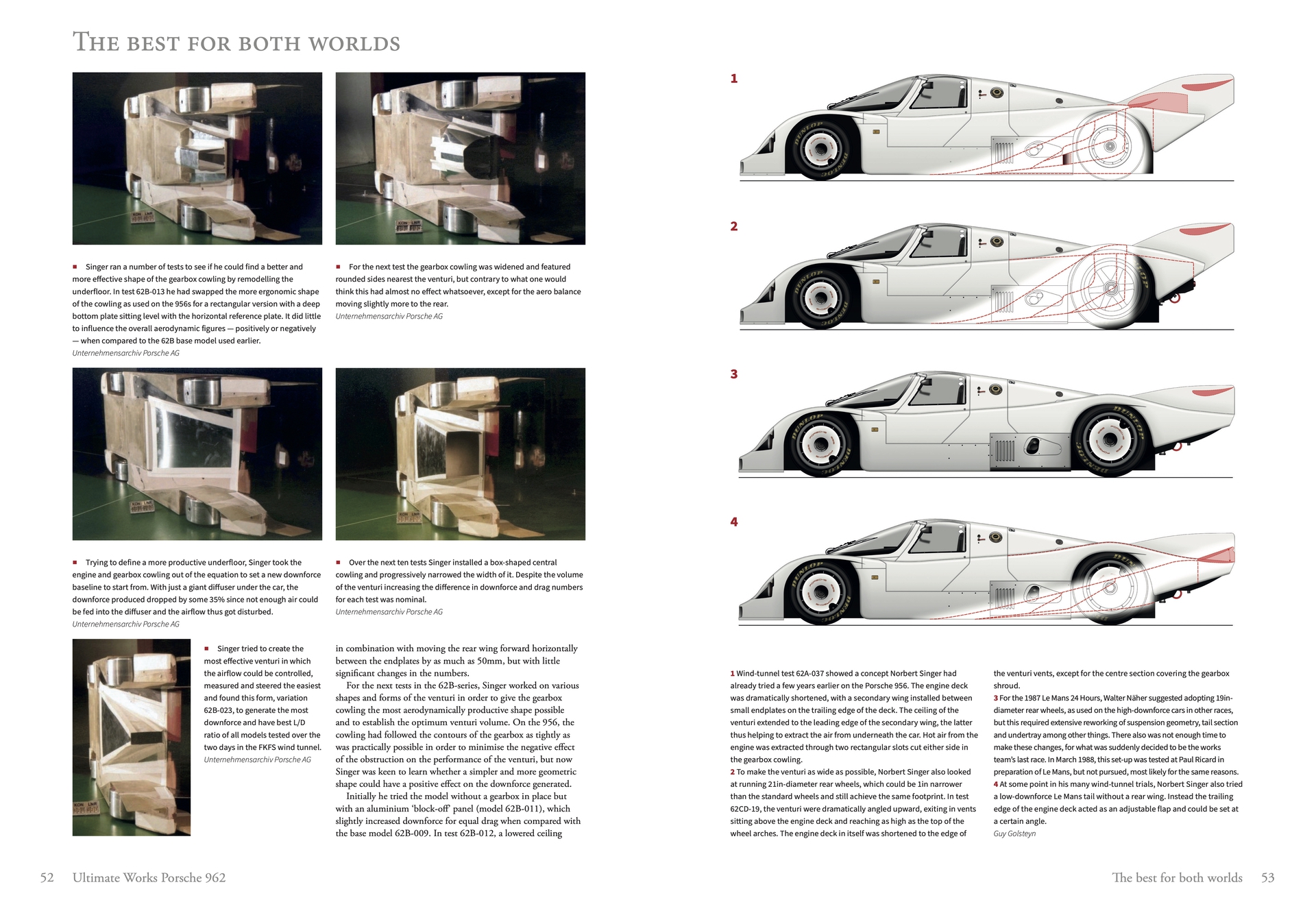 Page from Ultimate Works Porsche 962 - The Definitive History featuring cross section of 962