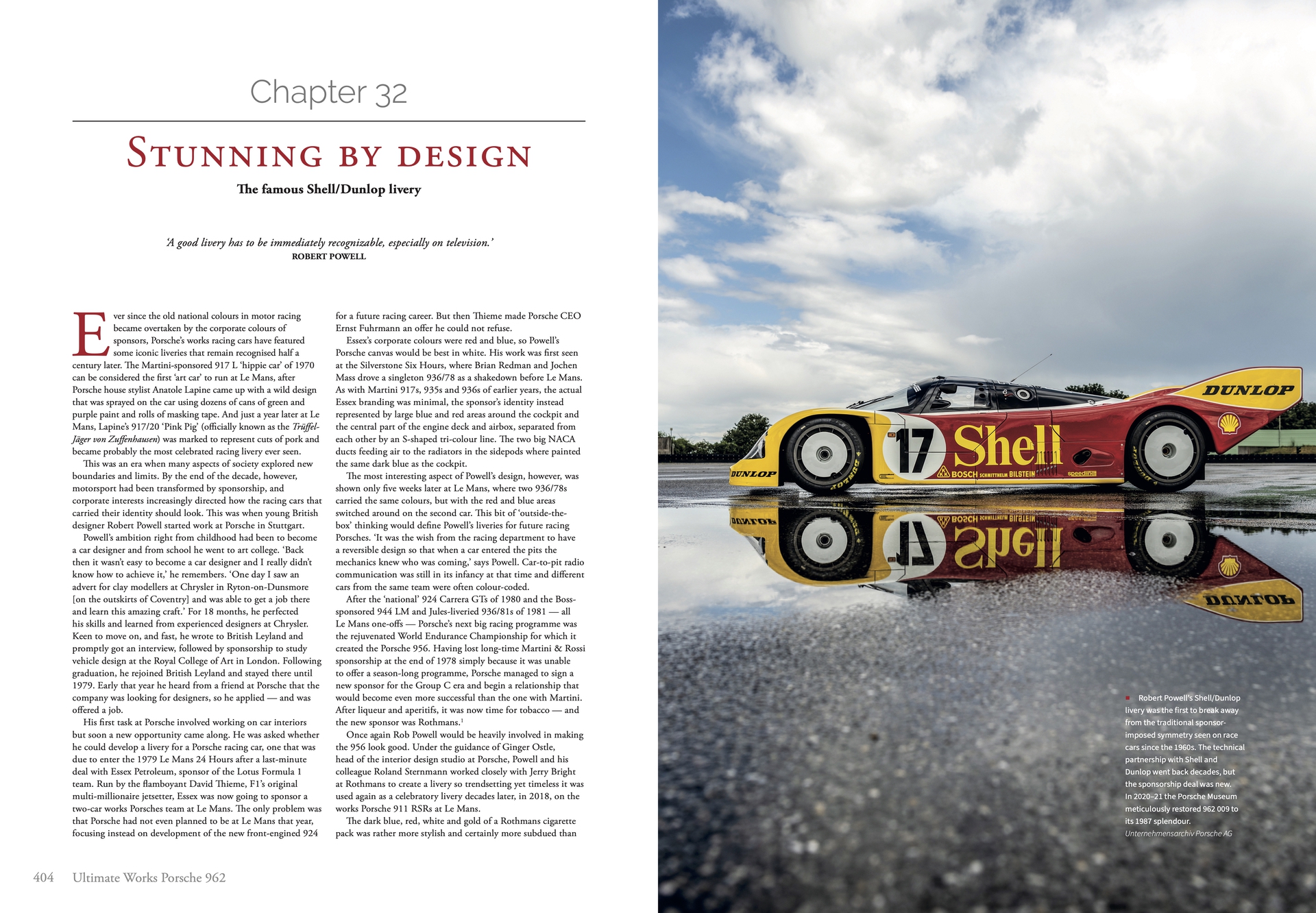 Page from Ultimate Works Porsche 962 - The Definitive History featuring start of chapter 32