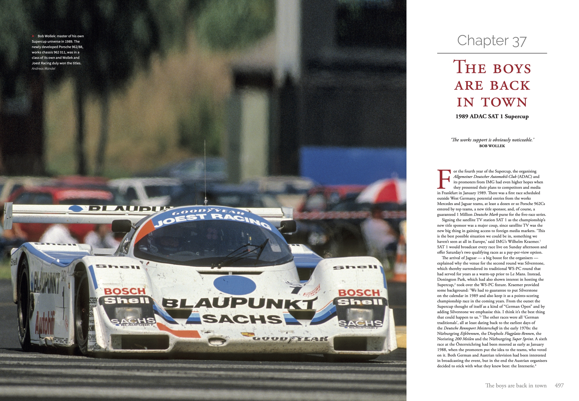 Page from Ultimate Works Porsche 962 - The Definitive History with large scale photo