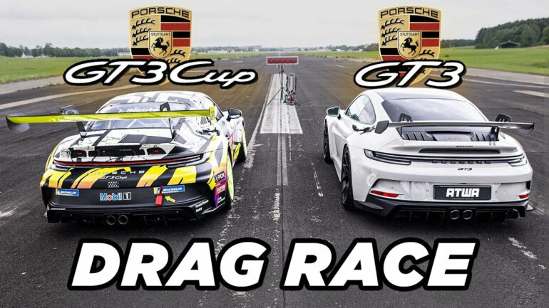 DRAG RACE: 992 Porsche 911 GT3 vs. 992 Porsche 911 GT3 Cup