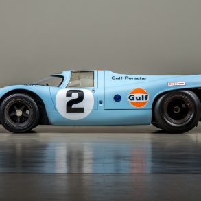 Side profile of the 1969 Porsche 917 finished in a Gulf livery.