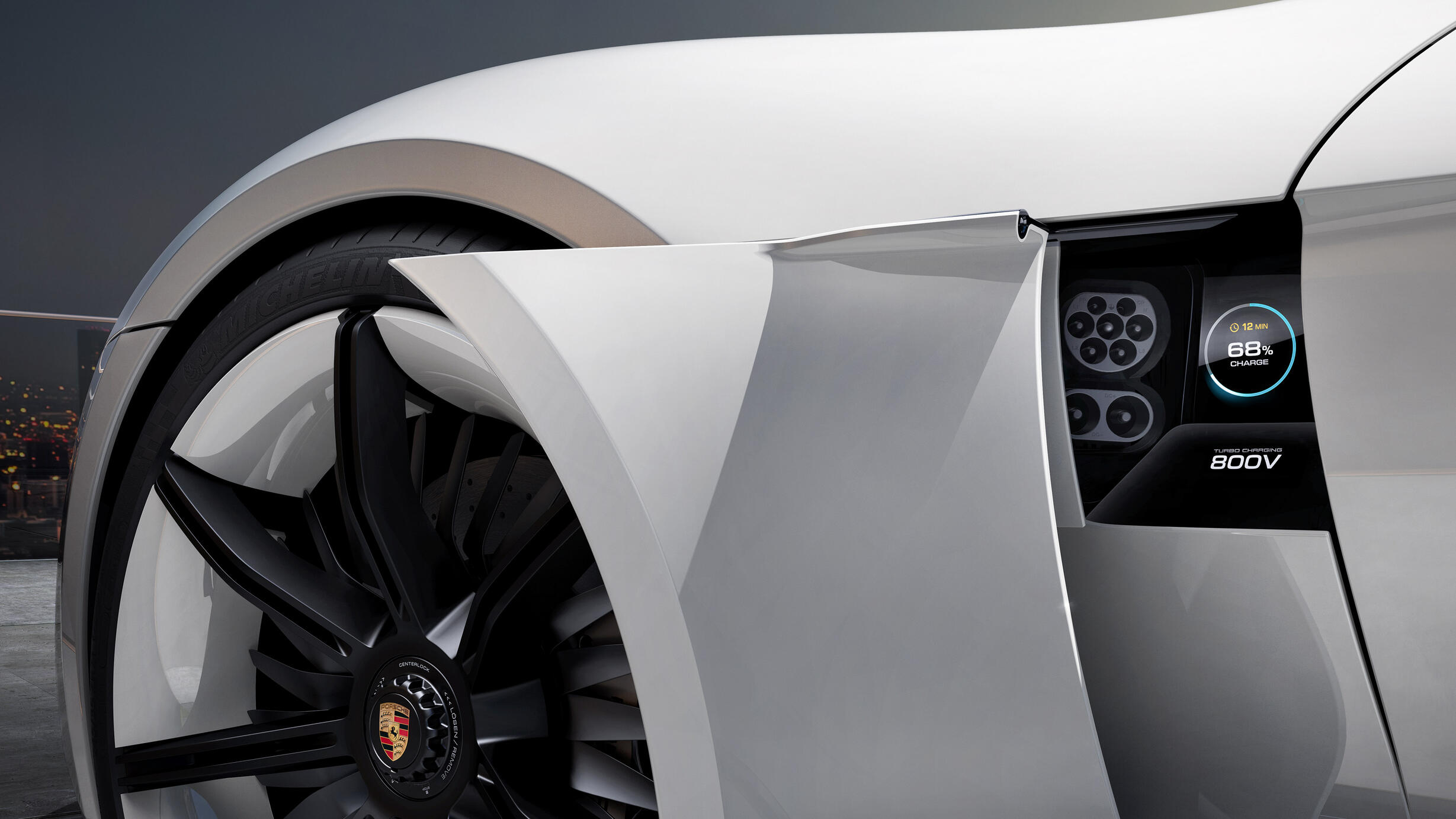 Porsche Mission-E charge port render