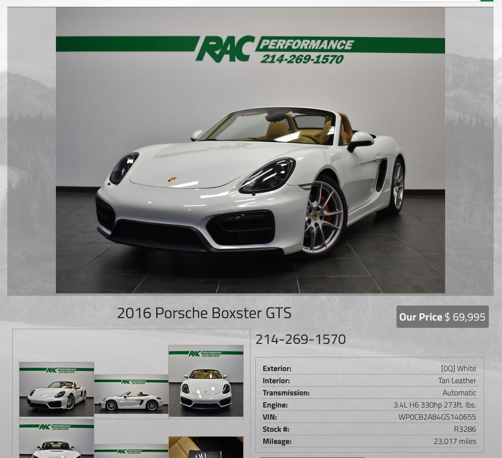 2016 Porsche Boxster GTS