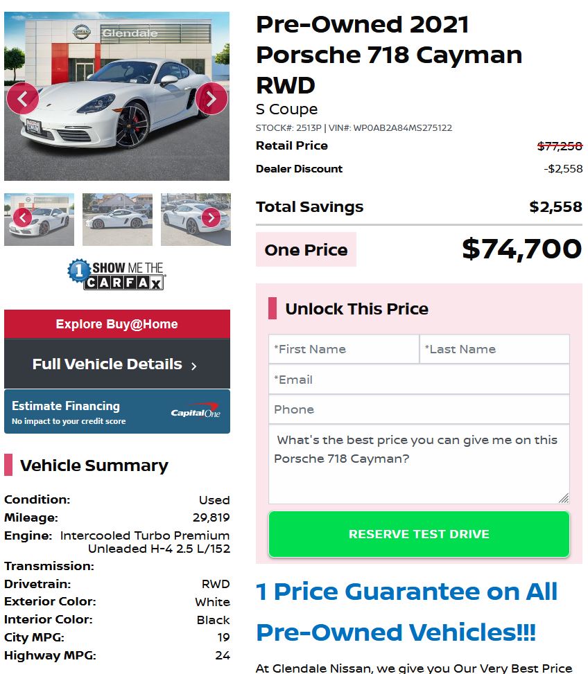 2021 Porsche Cayman 718