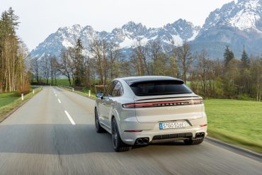 Rear view of a 2024 Porsche Cayenne E-Hybrid Coupe