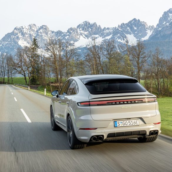 Rear view of a 2024 Porsche Cayenne E-Hybrid Coupe